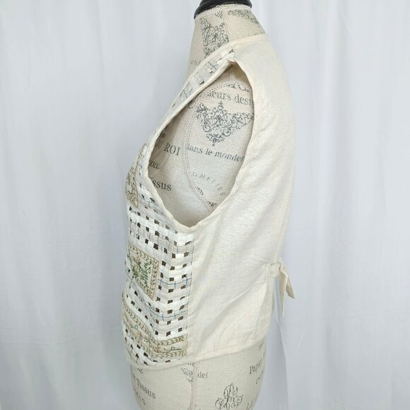 Vintage Life Style Vest Small Cottagecore Beige Cutout - Picture 7 of 9